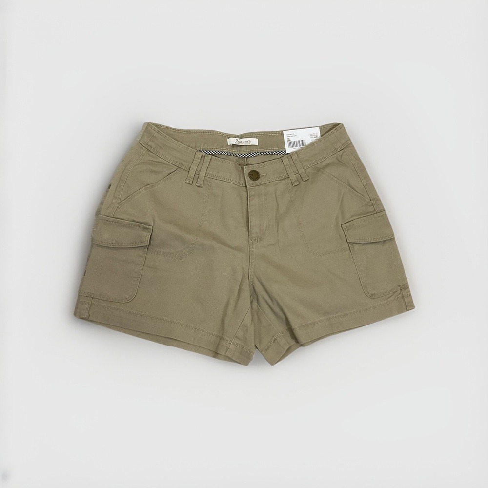 Natural Reflections Women Plus Size High Rise Canvas Cargo Shorts‎ Blue Size 8